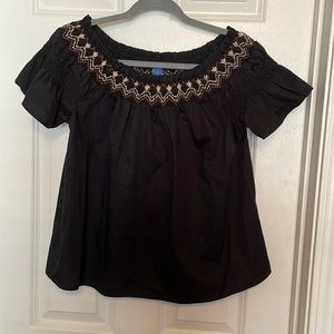 Embroidered boho off the shoulder top